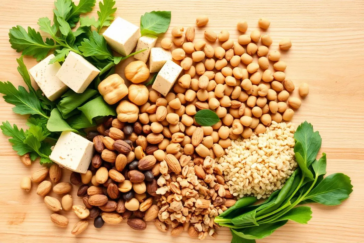 Surse de proteine vegetale: tofu, tempeh, năut, linte și quinoa